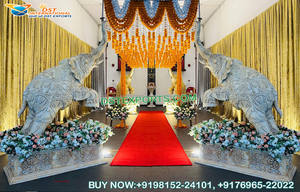 Escultura Lord FRP Ganesha con Singhasan Wedding Foyer Theme Ganesha Singhasan Indian Wedding Mandap Entrada Ganesha Estatua - Product Image 2