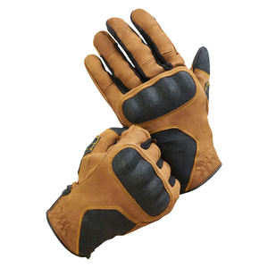 Gants de moto en cuir beige unisexes SAAR INDUSTRIES, protection renforcée des articulations, adhérence durable, compatibles écran tactile, respirants - Product Image 1