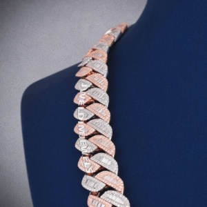 Cadena de diamantes estilo hip hop de plata de ley 925, collar cubano de dos tonos con diamantes de moissanita para hombres y mujeres - Product Image 2