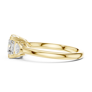 Yellow Gold Round Cut Diamond Three Stone Engagement <b>Ring</b> Classic Wedding <b>Ring</b> for Women - Product Image 5