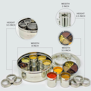 Contenedor de Especias Premium para el Hogar, Caja Redonda de Acero Inoxidable para Masala con Tapa de Vidrio, Apto para Lavavajillas, Tamaño Personalizable - Product Image 4