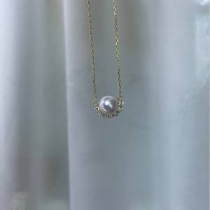 Collier pendentif en argent pur S925, perle d'Akoya naturelle d'eau de mer, couronne de fleurs semi-surronde, même pendentif de marque - Product Image 3