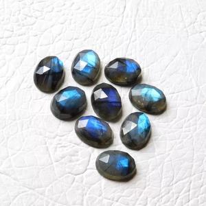 หินลาบราดอไรต์ธรรมชาติ10x12มม. ทรงไข่ลายกุหลาบเจียระไนหลังแบนราบสีฟ้าไฟลาบราดอไรต์อัญมณี - Product Image 2