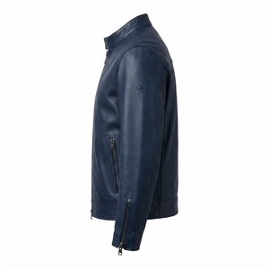 Chaqueta de Lona y Cuero PU para Hombre, Estilo Casual, Cuello Alto, Corte Ajustado, Suave, Ligera, Transpirable, Moda Otoñal, Estilo Motociclista - Product Image 4