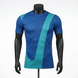 Camiseta Deportiva de Manga Corta para Hombre, Color Azul Turquesa, Cuello Redondo, de Secado Rápido, Tejido de Punto, Corte Ajustado, Largo Regular - Product Image 1