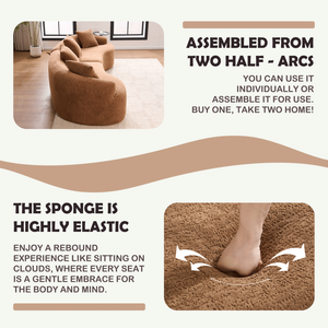 LY 025 Curved Toffee Caramel 30D Chenille Modular <b>Sofa</b> Full Compression <b>Sponge</b> Sectional <b>for</b> Apartment Living Room - Product Image 3
