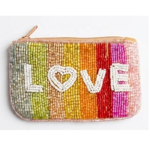 Porte-monnaie en perles de verre rayées multicolores pour ranger les clés, l'argent liquide, les cartes, le maquillage, accessoire cadeau pour anniversaire - Product Image 4