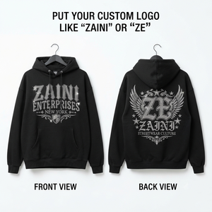 Sudadera con Capucha para Mujer, 100% Algodón, Tejido de Felpa, 340 GSM, Negra, Personalizada con Bordado, Estampado Puff, Parche de Chenilla con Logotipo - Product Image 1