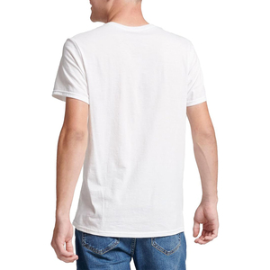 เสื้อยืดคอกลมสีขาวลำลองสำหรับผู้ชาย ผ้าฝ้าย 100% น้ำหนัก 180 กรัม สีพื้น ไม่เป็นขุย ทรงเข้ารูป แขนสั้น ไม่มีลาย - Product Image 4