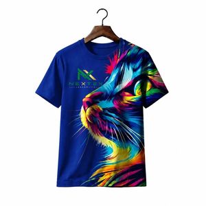 T-shirt personnalisé imprimé en 3D avec un motif de lion, pour hommes et femmes, art animal coloré, streetwear - Product Image 4
