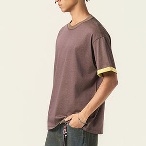 เสื้อยืดโอเวอร์ไซส์ทรงบ็อกซี่พิมพ์ลายดีไซน์ใหม่ล่าสุด แต่งขอบสีตัดกัน สำหรับผู้ชาย - Product Image 1