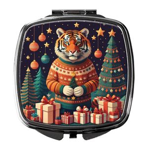 Espejo de maquillaje de viaje compacto para mujer Tiger, bolsillo de mano plegable, regalo de Navidad decorativo para niñas - Product Image 1