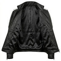 Veste en cuir noir à chaînes cloutées style gothique punk pour homme, avec motif vitrail cathédrale, vente en gros d'usine, service OEM ODM personnalisé