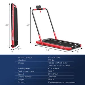 Caminadora Plegable 2 en 1 de 2.25 HP con Control Remoto y Pantalla LED para Entrenamientos en Casa - Product Image 4