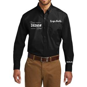 2025 Vestido de manga larga para hombre Camisas con botones W100 Bordado personalizado Fácil cuidado con textos de logotipo - Product Image 3