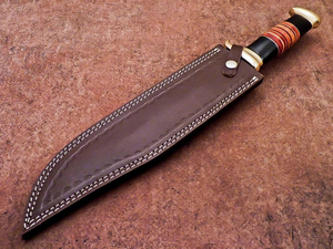 Cuchillo Bowie Multifuncional de Caza y Camping, Hecho a Mano, de Acero D2 de Grado Industrial, Mango de Madera de 12 Pulgadas, Borde Dentado, con Clip - Product Image 5