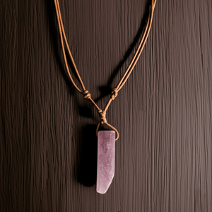 Natural Crystal Unshaped Pendant Necklace with Adjustable <b>Rope</b> <b>Chain</b> for Men and Boys-AIKO - Product Image 4