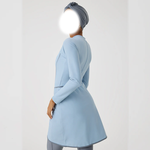Traje de Baño Musulmán Premium 2026 para Mujer, Completamente Cubierto, de 2 Piezas, Estampado, Burkini Islámico, Corte Alto, Cremalleras Delanteras - Product Image 6
