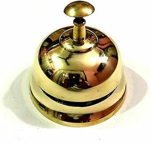 Campana de Mesa Vintage de Latón con Base de Madera, Campana de Escritorio Hecha a Mano para Decoración de Hogar, Oficina o Recepción - Product Image 6