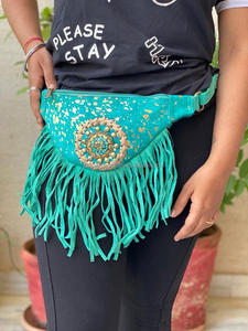 Hand Stitched Cowhide Metallic Fur Leather Hip Bags Multi Color Hip <b>Pockets</b> <b>Belts</b> Waist <b>Pocket</b> <b>Belt</b> Fringe Cow Hair Fringe <b>Belts</b> - Product Image 2