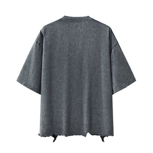 T-shirt unisexe Snow Wash Raw-Hem Boxy en coton premium 320g entièrement personnalisable, grandes tailles homme - Product Image 2