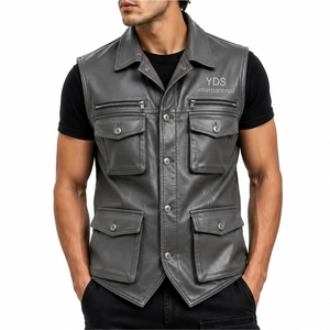 Custom Men's Genuine Leather Winter Breathable <b>Vest</b> <b>Utility</b> Design Comfort Fit Custom Made Multi Pocket Premium Quality - Product Image 1