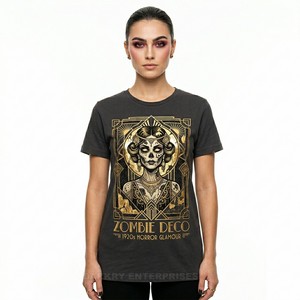 Camiseta para mujer Ocean Horror, camiseta con gráfico de sirena zombi, diseño náutico oscuro, estampado de pigmentos de alta calidad, camiseta verde oliva vintage - Product Image 6