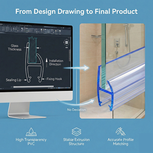 Guarnizione inferiore per <span class=keywords><strong>porta</strong></span> doccia in vetro senza telaio CRL Modern <span class=keywords><strong>Design</strong></span> da 3/8 di pollice, in plastica resistente, monopezzo, con raschietto trasparente - Product Image 4