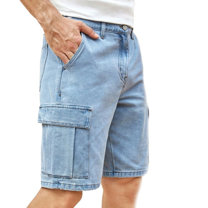 Shorts en jean déchirés pour hommes, décontractés, avec taille élastique et cordon de serrage, longueur genou, style streetwear estival - Product Image 5