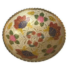 Cuenco Minakari artesanal de Metal de latón, tema de flores de la mejor calidad, cuenco pintado a mano colorido en relieve, cuenco elegante de diseño superior - Product Image 1
