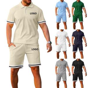 Conjuntos de Ropa de Verano de Alta Calidad para Hombre, Camisetas Polo de Manga Corta con Logotipo Personalizado, Pantalones Cortos Deportivos Sólidos, 2 Piezas - Product Image 1