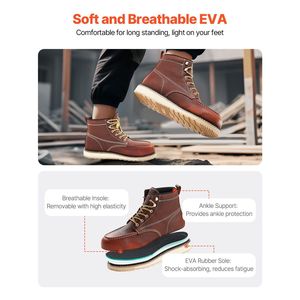 Stivali da lavoro da uomo con punta in acciaio impermeabile taglia 10 scarpe di sicurezza antiscivolo - Product Image 6
