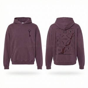เสื้อฮู้ดดี้สีเทาแบบย้อมสีเอซิด พิมพ์ลายวงจรสมองสไตล์โกธิคแวมไพร์ วินเทจ ขาดๆ แบบโอเวอร์ไซส์ สตรีทแวร์ ผลิตจากโรงงาน - Product Image 6