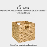 CAVIANA Panier de rangement pliable en fibre végétale de jacinthe d'eau, écologique, de haute qualité, design cube carré, marron/marron clair, pour la maison