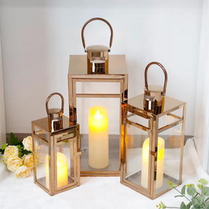 Stylish Gold Metal Lantern Candle Holder Luxury Decorative <b>Ornament</b> for Home Wedding Valentine's Day Birthday Party at Low Rates - Product Image 2