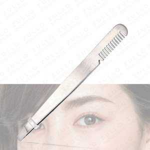 Professional Stainless Steel Slant Tip Eyebrow Tweezers with Comb Precision Grooming Hair Removal Beauty <b>Tool</b> - Product Image 3