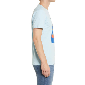 T-shirt décontracté pour homme, bleu clair, manches courtes, col rond, coupe classique, en jersey de coton, séchage rapide, respirant - Product Image 2