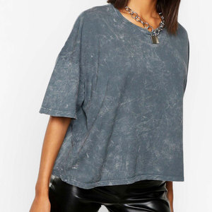 Camiseta Informal Premium para Mujer, Lavado Ácido, Tela Ligera, Camiseta Moderna para Uso Diario - Product Image 1