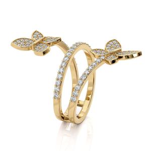 Customize 14K Solid Gold Butterfly Wrap <b>Ring</b> Lab Grown Diamond Pave Set Twin Butterfly Bypass <b>Ring</b> <b>Adjustable</b> Statement Jewelry - Product Image 4