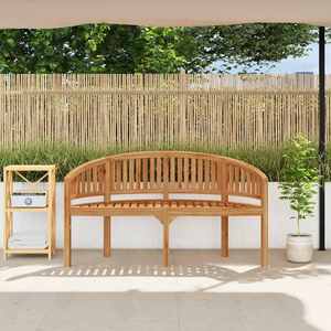 Banc banane en teck courbé en forme de croissant pour patio, jardin, causeuse de jardin, chaise à lattes pour parc - Product Image 1
