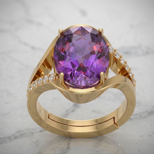 Oval Blue Amethyst <b>Ring</b> US 6 CZ 925 Sterling <b>Silver</b> 18K Gold Plated <b>Statement</b> Cocktail <b>Ring</b> Gift for Her At Wholesale Price - Product Image 3