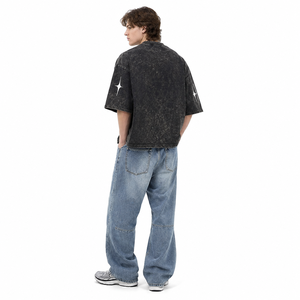 เสื้อยืดโอเวอร์ไซส์สีดำแขนสั้นสไตล์สตรีทสำหรับผู้ชายจาก ONETEN APPARELS ผ้าคอตตอนเจอร์ซีย์เนื้อหนัก 380 กรัม คอกลม - Product Image 4