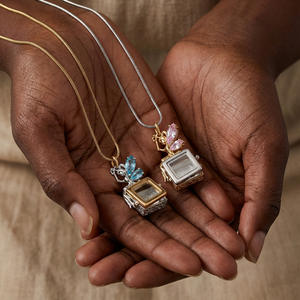 Stainless Steel Locket Necklace <b>Memory</b> Keepsake Floating Charm Pendant Jewelry Wholesale - Product Image 4