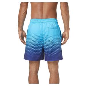 Shorts de Baño para Hombre con Estampado Geométrico Degradado, Secado Rápido, Cordón Ajustable, Cintura Media, Azul con Patrón - Product Image 3