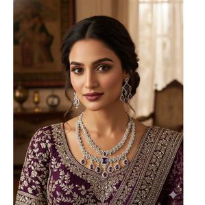 Juego de Collar de Latón para Mujer, Diseño Tradicional, Acabado Chapado en Oro, Joyería para Bodas y Eventos Festivos, Venta al Por Mayor - Product Image 1