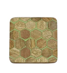 ชุดจานรองแก้วไม้สี่เหลี่ยมคลาสสิกสีน้ำตาล จำนวน 4 ชิ้น สำหรับโรงแรม จานรองแก้วชาและกาแฟ - Product Image 1