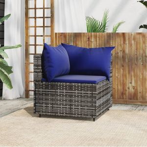 Sofá Esquinero de Ratán PE Gris para Patio, Acero con Recubrimiento en Polvo, Poliéster, Muebles de Patio Elegantes para Exteriores - Product Image 1