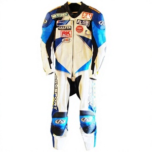 ชุดแข่งรถมอเตอร์ไซค์ Mat Mladin Racing Suit Zuzuki 1 ชิ้น ทำจากหนังวัว/หนังจิงโจ้ สำหรับขับขี่มอเตอร์ไซค์/จั๊มสูทสำหรับนักขี่มอเตอร์ไซค์ระดับมืออาชีพ - Product Image 1