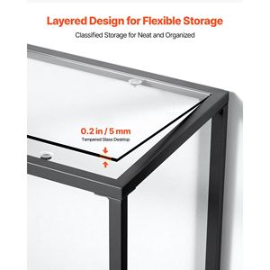 Modern 2-Tier Rectangle <b>Console</b> Table with Tempered Glass Top and Iron Legs Golden Sofa Side Table and Desk - Product Image 4