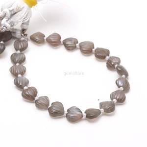 Perles de pierre de lune grise naturelle sculptées en forme de cœur, perles de pierres précieuses sculptées à la main pour la création de bijoux, taille 10-11 mm, fabriquées par le fabricant, 8 pouces. - Product Image 3